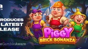 Tampilan layar permainan slot Piggy Brick Bonanza dengan tema babi dan batu bata
